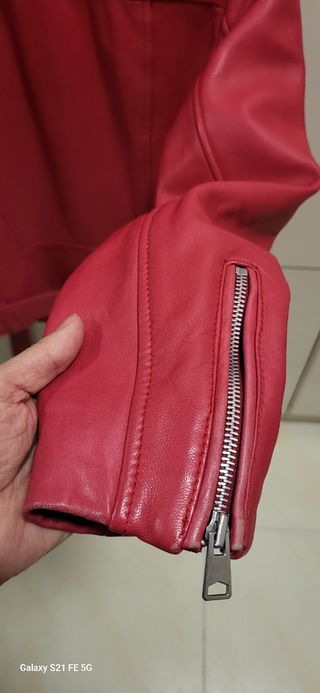 Cazadora Mango cuero roja