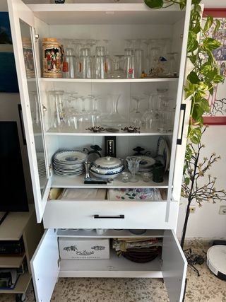 Vitrina blanca madera-cristal