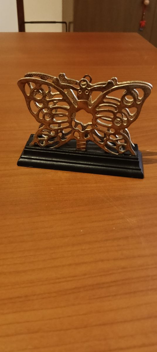 Porta tovaglioli farfalla metallo dorato