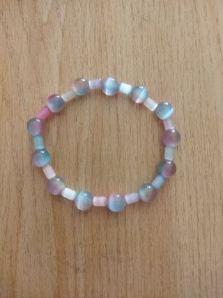 Pulsera elástica cristales azul/rosa