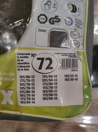 Cadenas nieve textiles Drivetex 72