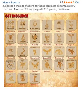 Tokens RPG madera Buosha - 110 piezas