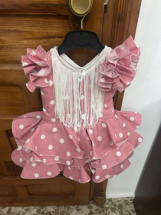 Traje Flamenca niña - Rosa lunares