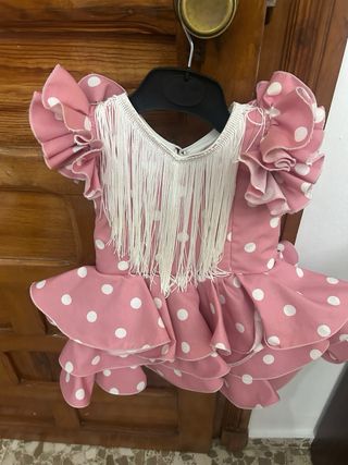 Traje Flamenca niña - Rosa lunares