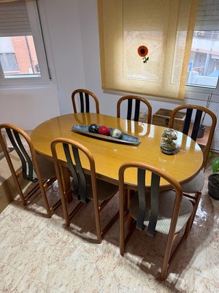 Mesa comedor ovalada madera cerezo