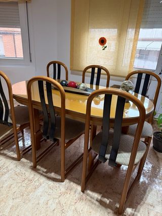 Mesa comedor ovalada madera cerezo