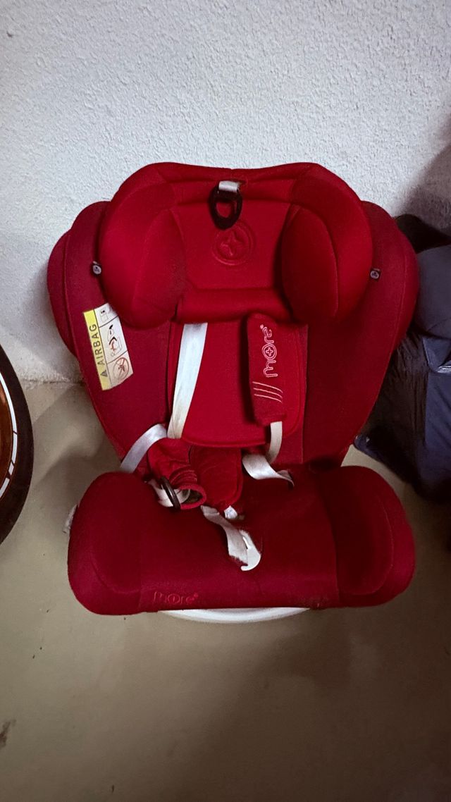 Silla coche isofix 0-36kg roja con reductor