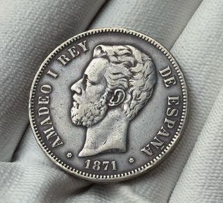 Moneda 5 Pesetas Amadeo I 1871
