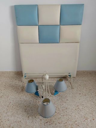 Cabecero cama infantil + lámpara 3 luces