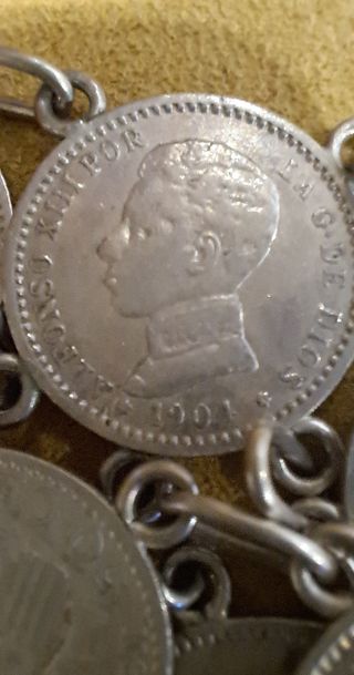 Pulsera Monedas Plata de Alfonso XIII del año 1904