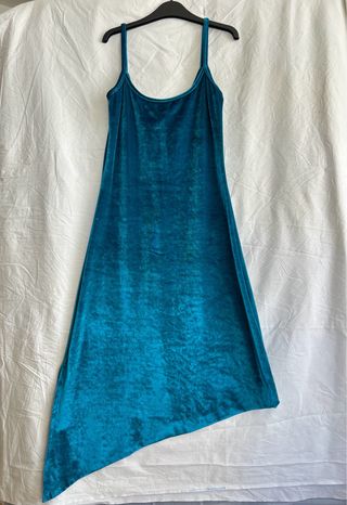 Vestido largo terciopelo turquesa