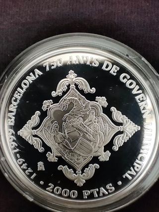 Moneda Plata 2000 Ptas 1999 Barcelona 