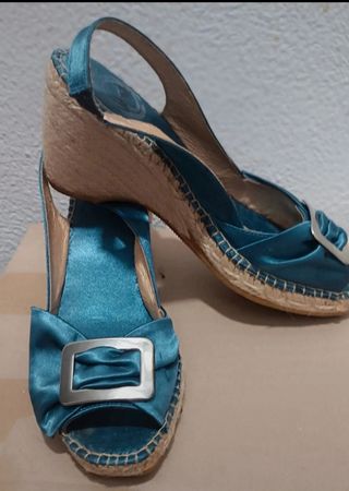 Sandalias cuña Vidorreta turquesa