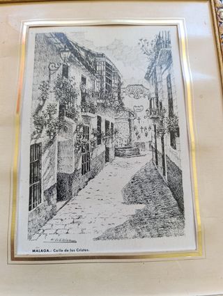 Grabado Málaga: Calle de los Cristos