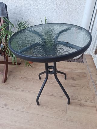 Mesa jardín redonda cristal