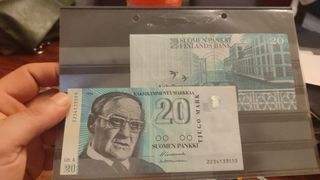2 Billetes 20 Marcos Finlandeses