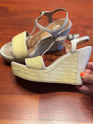 Sandalias esparto beige-amarillo