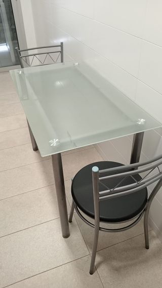 Mesa cristal cocina - 4 sillas