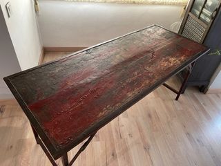 Mesa plegable hierro fundido y madera