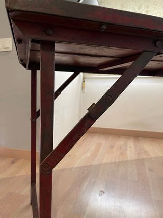 Mesa plegable hierro fundido y madera