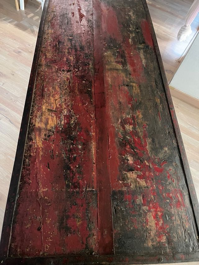 Tavolo pieghevole in ghisa e legno