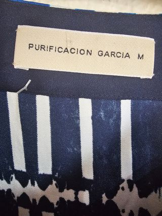 Purificación García - Top Satén Azul Talla M