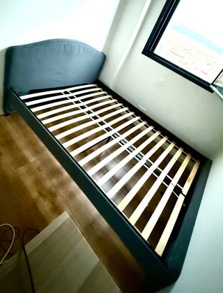 Cama Ikea 140x200 Gris -  Estructura con somier