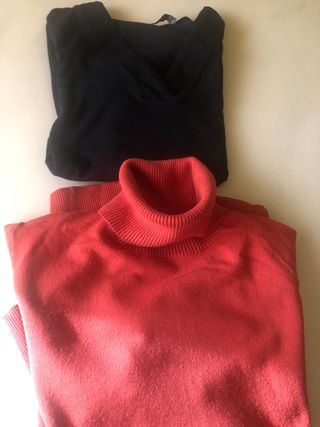 2 Jerséis Mujer: Negro y Rojo