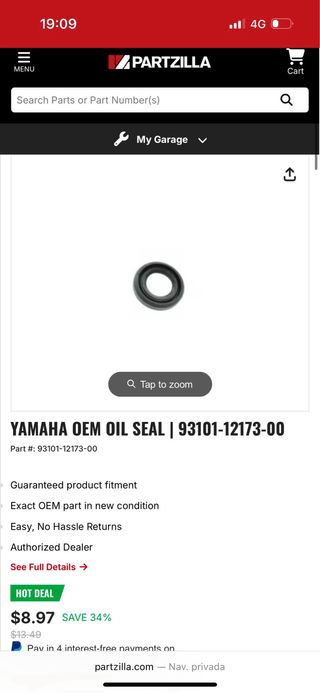 Retén Yamaha R6r - 93101-12173