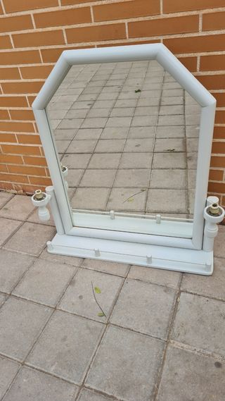 Espejo tocador blanco con repisa