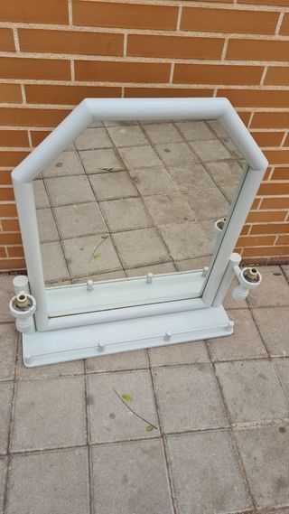 Espejo tocador blanco con repisa