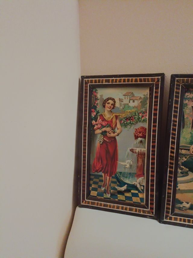 6 Cuadros señoritas vestidas de Belle Epoque (1920