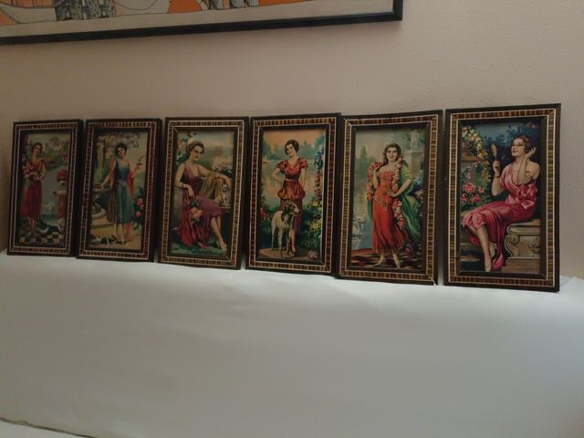 6 Cuadros señoritas vestidas de Belle Epoque (1920