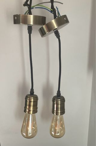 2 Lámparas techo vintage dorado
