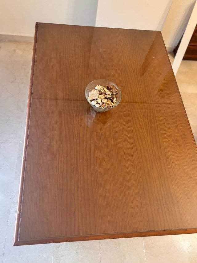 Mesa salón madera cristal