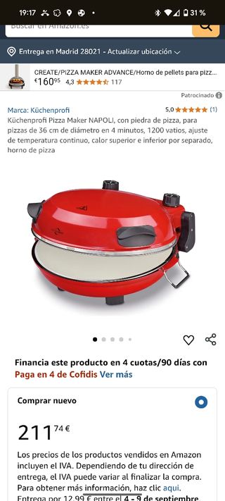 Horno pizza eléctrico - 4 min