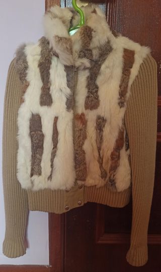 Chaqueta Piel Conejo - Beige Marrón