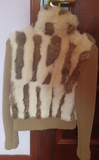 Chaqueta Piel Conejo - Beige Marrón