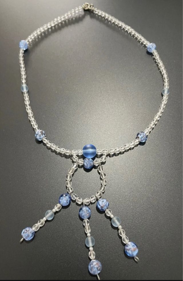 Collana Perle Azzurre e Trasparenti