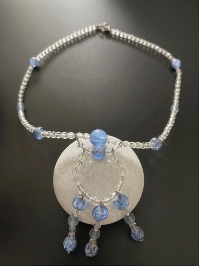 Collana Perle Azzurre e Trasparenti
