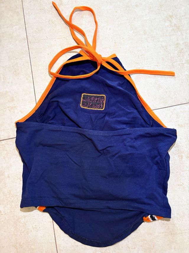 Top SHEIN azul y naranja