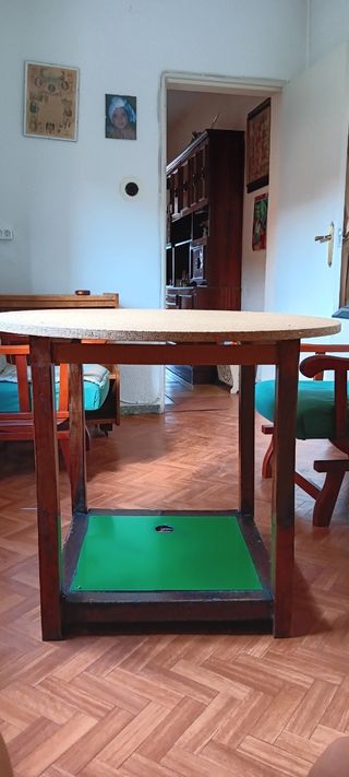 Mesa camilla redonda - azul y verde