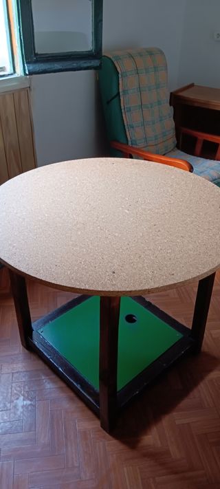 Mesa camilla redonda - azul y verde