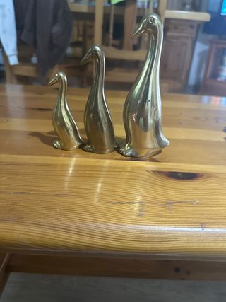 3 Patos metal dorados Decoración
