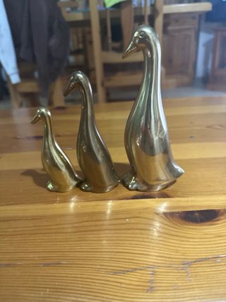 3 Patos metal dorados Decoración