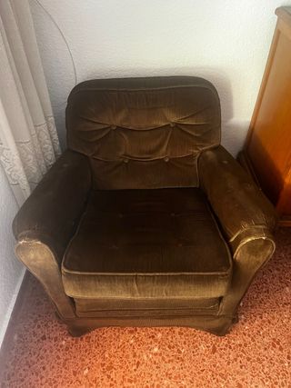 Sillón vintage marrón terciopelo