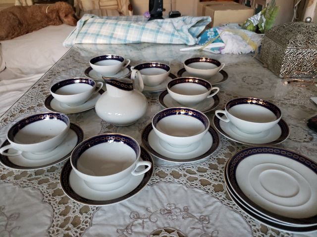 Juego té porcelana azul 10 piezas