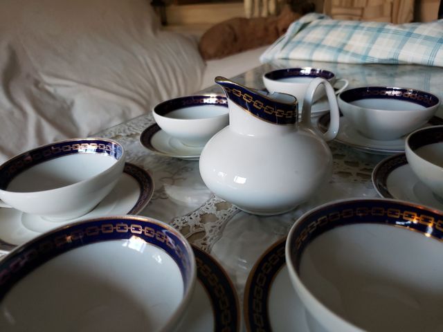 Juego té porcelana azul 10 piezas