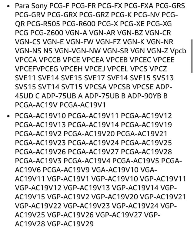 Cargador Sony 19.5V-4.7A