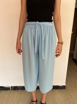 Pantalón ancho azul claro M mujer